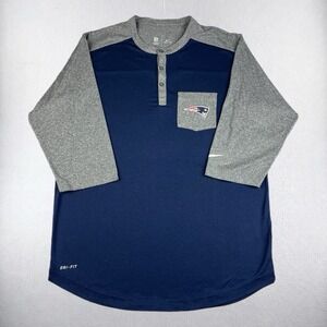 Nike Dri Fit T Shirt Mens Medium New England Patriots Baseball 3/4 Sleeve NFL